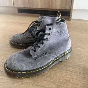 Dr. Martens grey suede boots